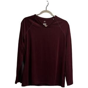 Adidas Shirt Mens Size L Maroon Long Sleeve Climalite Fabric Wick Moisture